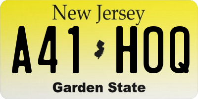 NJ license plate A41HOQ