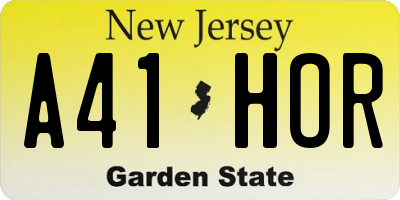 NJ license plate A41HOR