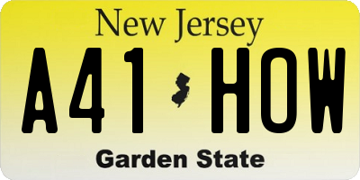 NJ license plate A41HOW