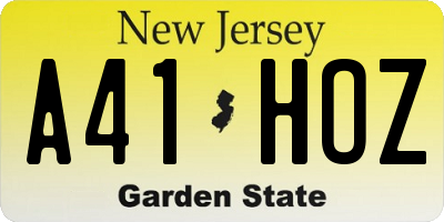 NJ license plate A41HOZ