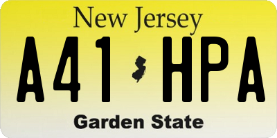 NJ license plate A41HPA
