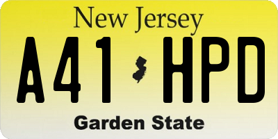 NJ license plate A41HPD