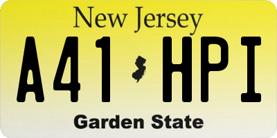 NJ license plate A41HPI