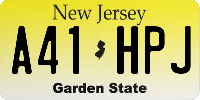 NJ license plate A41HPJ