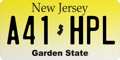 NJ license plate A41HPL
