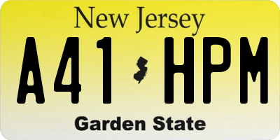 NJ license plate A41HPM