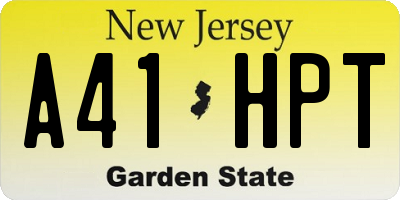 NJ license plate A41HPT