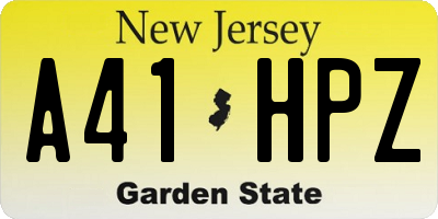 NJ license plate A41HPZ