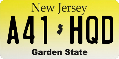 NJ license plate A41HQD