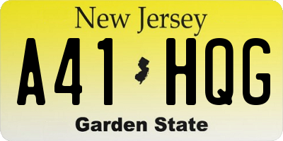 NJ license plate A41HQG