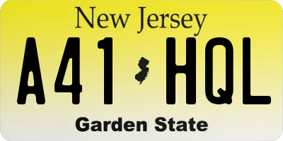 NJ license plate A41HQL