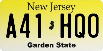 NJ license plate A41HQO