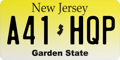 NJ license plate A41HQP