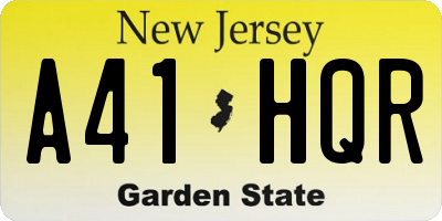 NJ license plate A41HQR