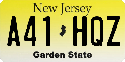 NJ license plate A41HQZ