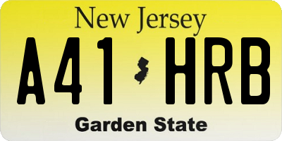 NJ license plate A41HRB