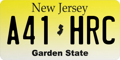 NJ license plate A41HRC