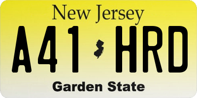 NJ license plate A41HRD