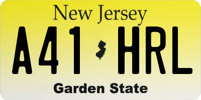 NJ license plate A41HRL