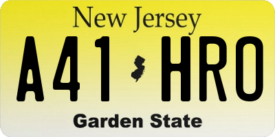 NJ license plate A41HRO