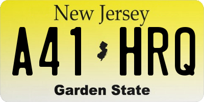 NJ license plate A41HRQ