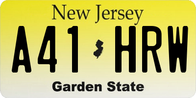 NJ license plate A41HRW