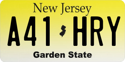 NJ license plate A41HRY