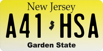 NJ license plate A41HSA