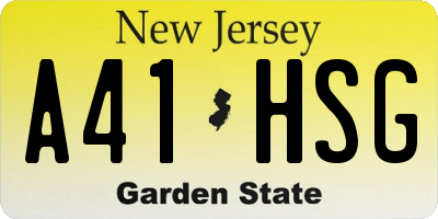 NJ license plate A41HSG