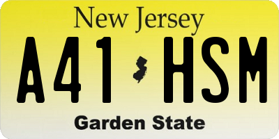 NJ license plate A41HSM