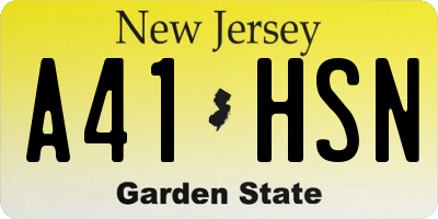 NJ license plate A41HSN
