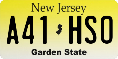 NJ license plate A41HSO