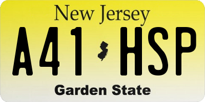 NJ license plate A41HSP