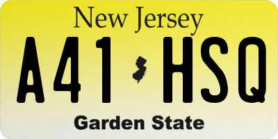 NJ license plate A41HSQ