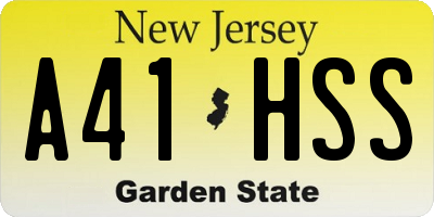 NJ license plate A41HSS