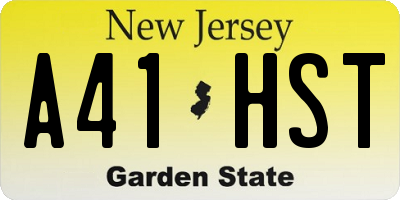 NJ license plate A41HST