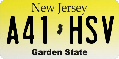 NJ license plate A41HSV