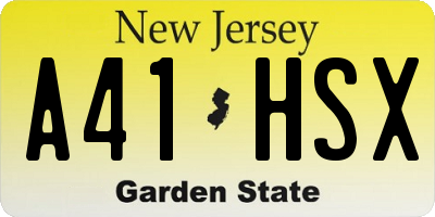 NJ license plate A41HSX