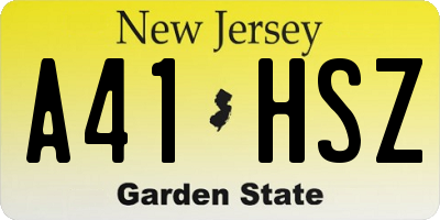 NJ license plate A41HSZ