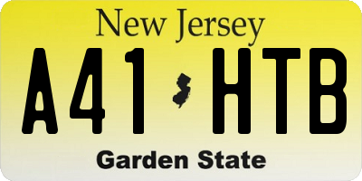 NJ license plate A41HTB