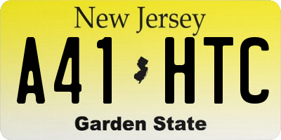 NJ license plate A41HTC