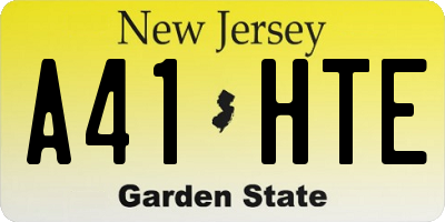 NJ license plate A41HTE