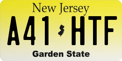 NJ license plate A41HTF