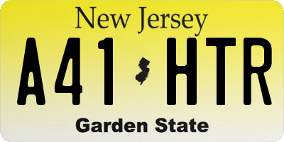 NJ license plate A41HTR