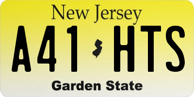 NJ license plate A41HTS