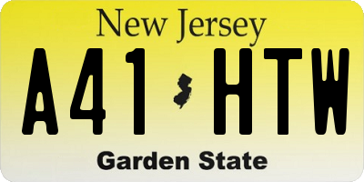 NJ license plate A41HTW