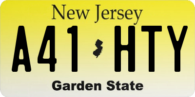 NJ license plate A41HTY