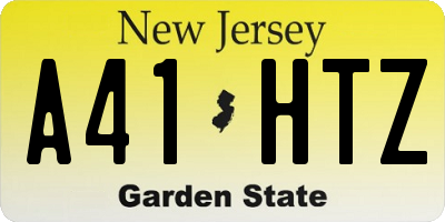 NJ license plate A41HTZ