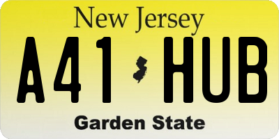 NJ license plate A41HUB