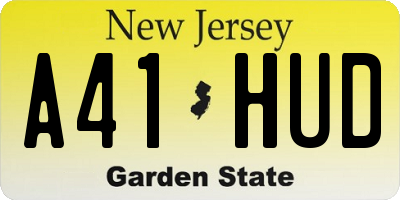 NJ license plate A41HUD